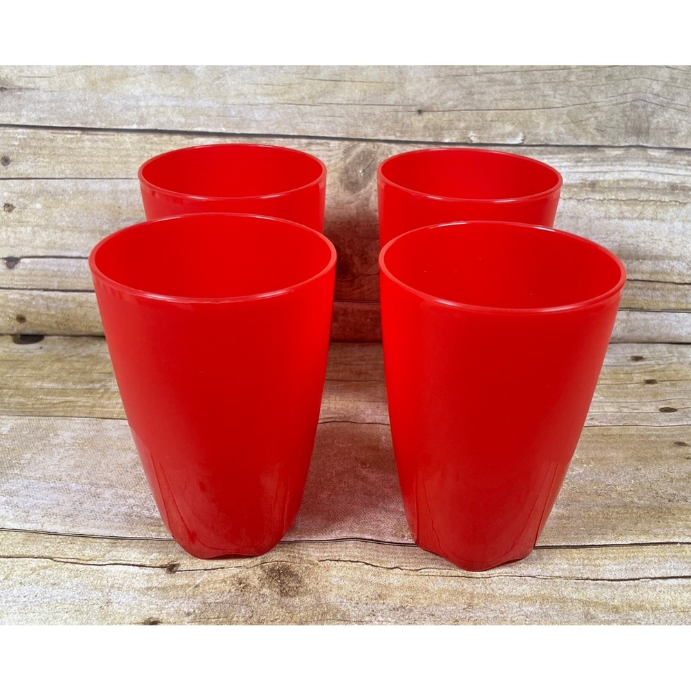 Tupperware Set of (4) Open House Floresta Tumblers 18 oz/525 ml Red New